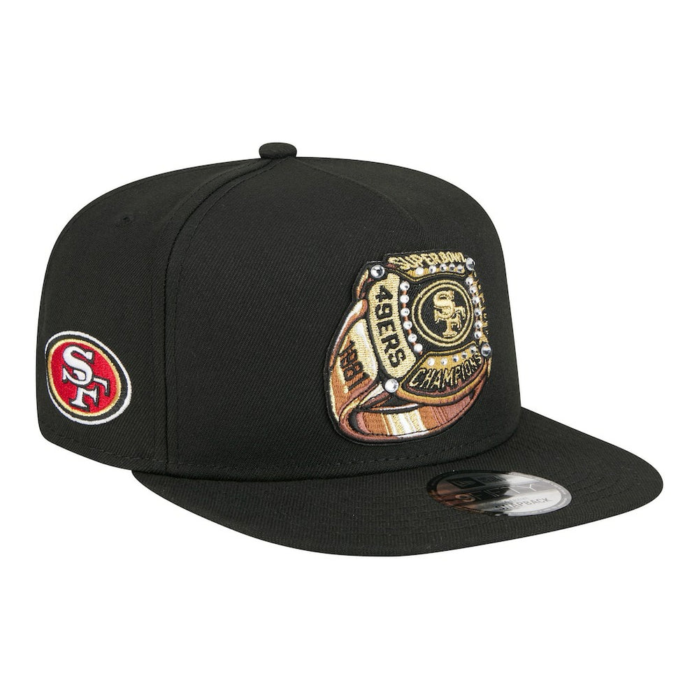 San Francisco 49ers New Era Super Bowl Ring 9FIFTY A-Frame Adjustable Hat - Black - NFL
