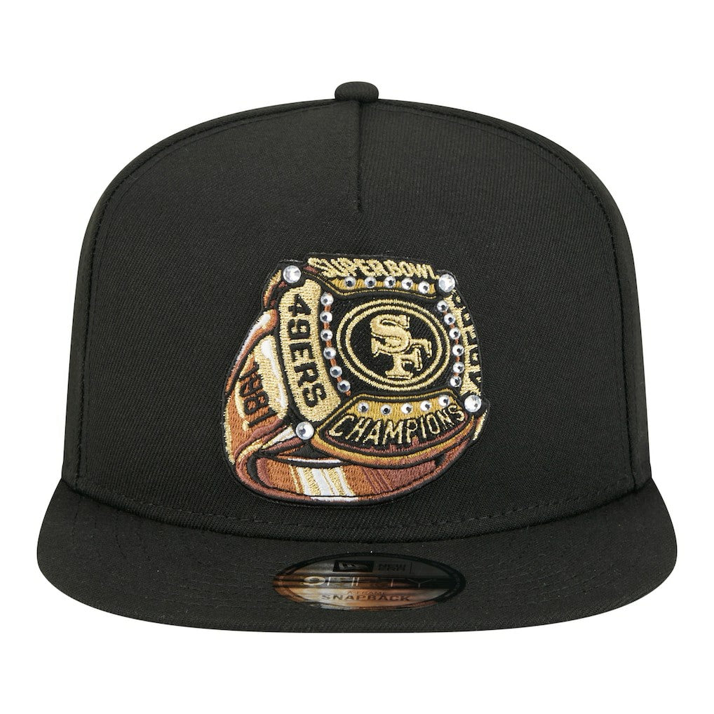 San Francisco 49ers New Era Super Bowl Ring 9FIFTY A-Frame Adjustable Hat - Black - NFL