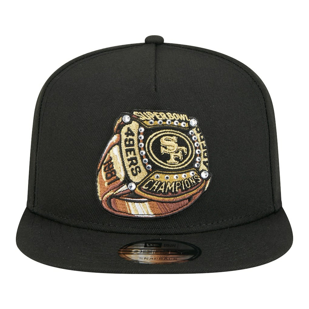 San Francisco 49ers New Era Super Bowl Ring 9FIFTY A-Frame Adjustable Hat - Black - NFL
