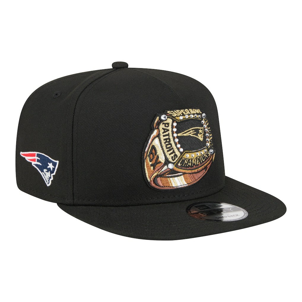 New England Patriots New Era Super Bowl Ring 9FIFTY A-Frame Adjustable Hat - Black - NFL