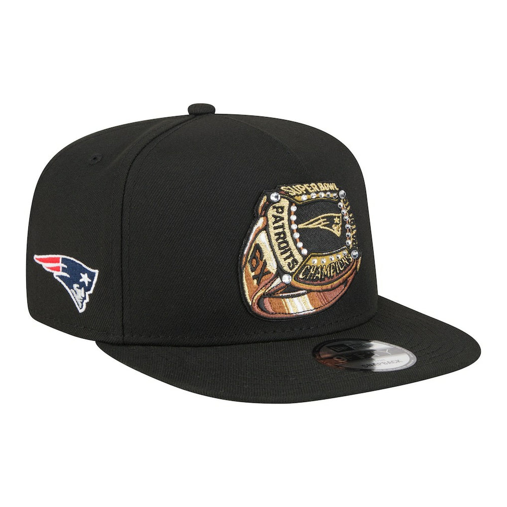 New England Patriots New Era Super Bowl Ring 9FIFTY A-Frame Adjustable Hat - Black - NFL