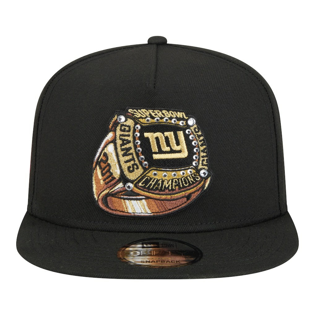New York Giants New Era Super Bowl Ring 9FIFTY A-Frame Adjustable Hat - Black - NFL
