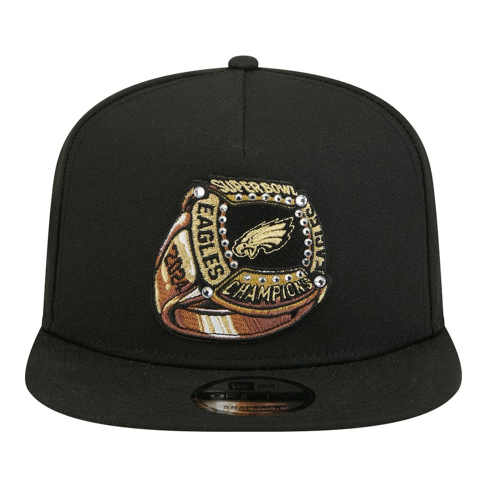 Philadelphia Eagles New Era Super Bowl Ring 9FIFTY A-Frame Adjustable Hat - Black - NFL