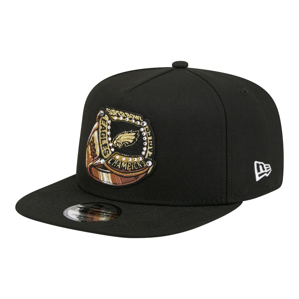Philadelphia Eagles New Era Super Bowl Ring 9FIFTY A-Frame Adjustable Hat - Black - NFL