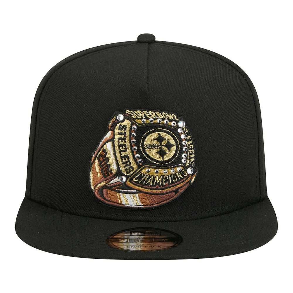 Pittsburgh Steelers New Era Super Bowl Ring 9FIFTY A-Frame Adjustable Hat - Black - NFL