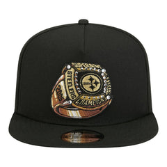 Pittsburgh Steelers New Era Super Bowl Ring 9FIFTY A-Frame Adjustable Hat - Black - NFL