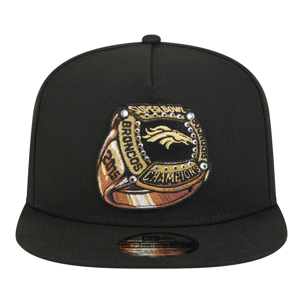 Denver Broncos New Era Super Bowl Ring 9FIFTY A-Frame Adjustable Hat - Black - NFL