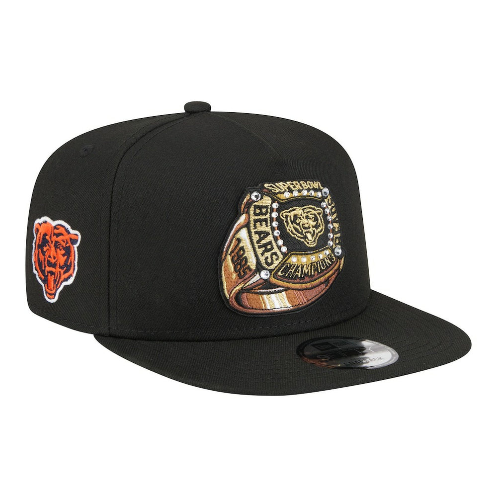 Chicago Bears New Era Super Bowl Ring 9FIFTY A-Frame Adjustable Hat - Black - NFL