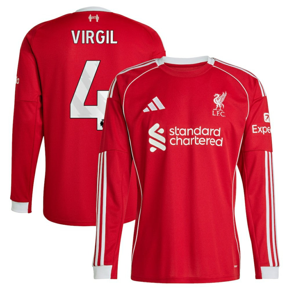 Adidas - Virgil van Dijk Liverpool 2025/26 Home Replica Long Sleeve Jersey - Red