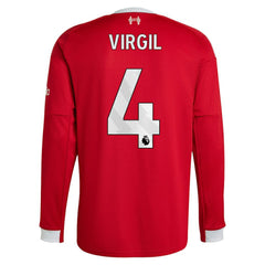 Adidas - Virgil van Dijk Liverpool 2025/26 Home Replica Long Sleeve Jersey - Red