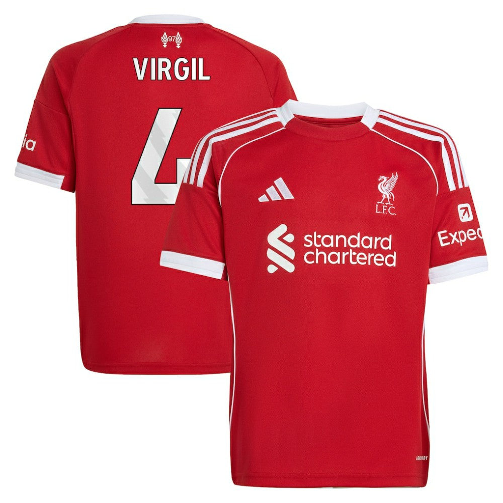 Adidas - Virgil van Dijk Liverpool Youth 2025/26 Home Replica Jersey - Red