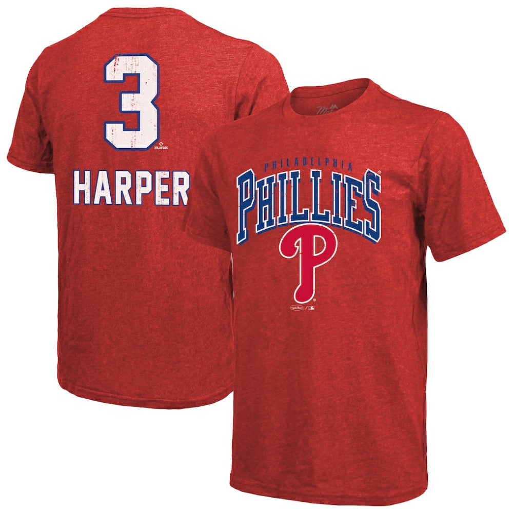Bryce Harper Philadelphia Phillies Majestic Threads Triblend Name & Number T-Shirt Sale