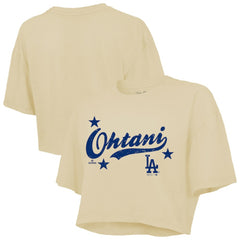Shohei Ohtani Los Angeles Dodgers Majestic Threads Women's Boxy Crop Top Near Me