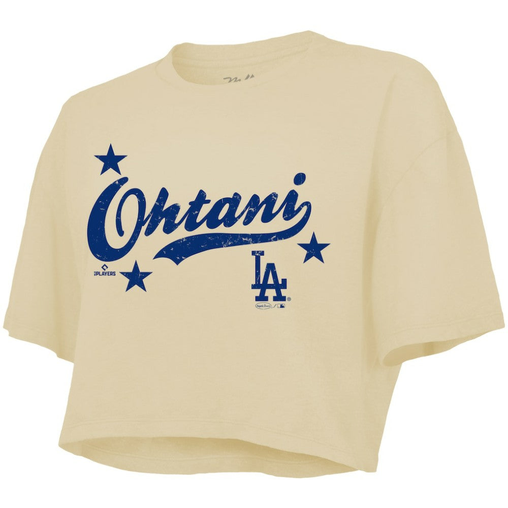 Shohei Ohtani Los Angeles Dodgers Majestic Threads Women's Boxy Crop Top Near Me