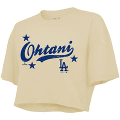 Shohei Ohtani Los Angeles Dodgers Majestic Threads Women's Boxy Crop Top Near Me