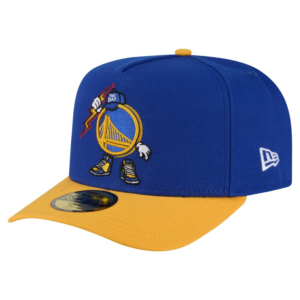 New Era Golden State Warriors Injection Cartoon Logo A-Frame 59FIFTY Fitted Hat Royal