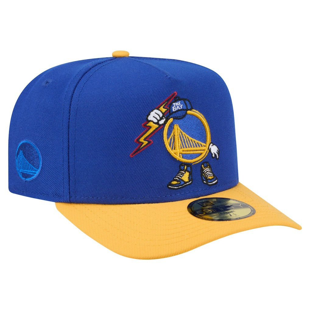 New Era Golden State Warriors Injection Cartoon Logo A-Frame 59FIFTY Fitted Hat Royal