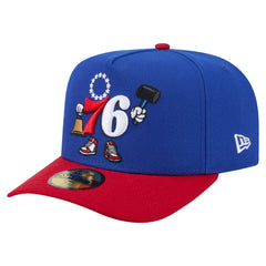 New Era Philadelphia 76ers Injection Cartoon Logo A-Frame 59FIFTY Fitted Hat Blue
