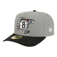 New Era Brooklyn Nets Injection Cartoon Logo A-Frame 59FIFTY Fitted Hat Gray
