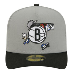New Era Brooklyn Nets Injection Cartoon Logo A-Frame 59FIFTY Fitted Hat Gray