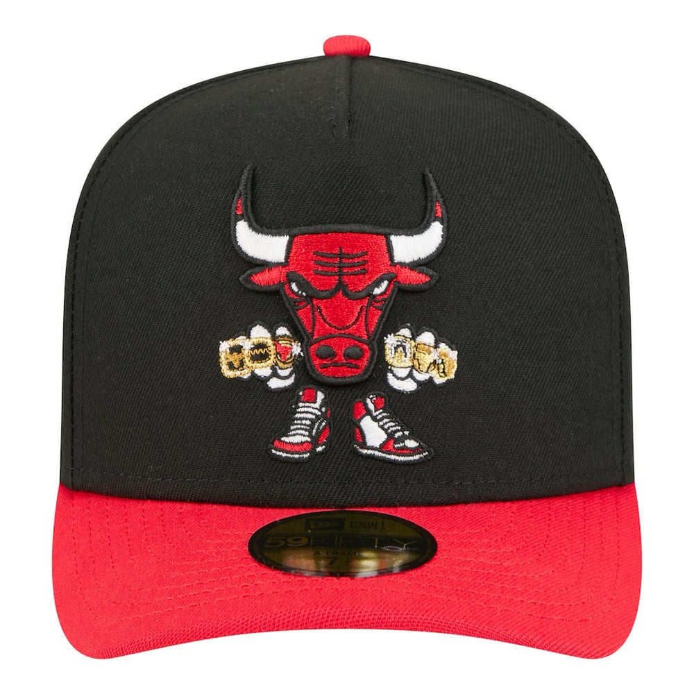 New Era Chicago Bulls Injection Cartoon Logo A-Frame 59FIFTY Fitted Hat Black