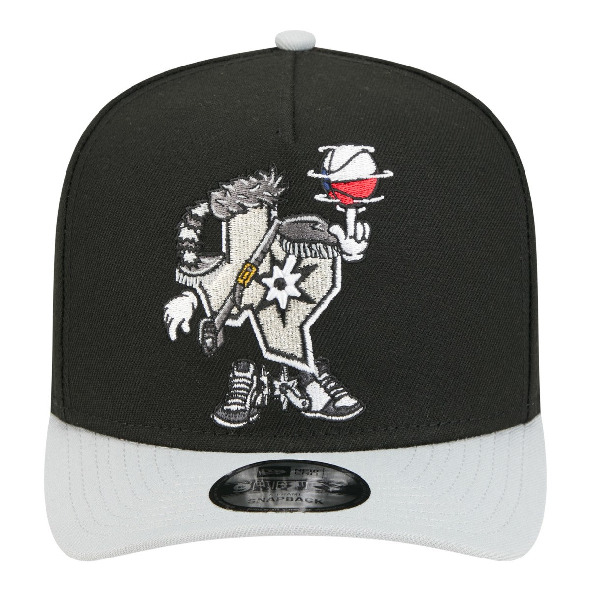 New Era San Antonio Spurs Injection Cartoon Logo A-Frame 9FIFTY Adjustable Hat Black