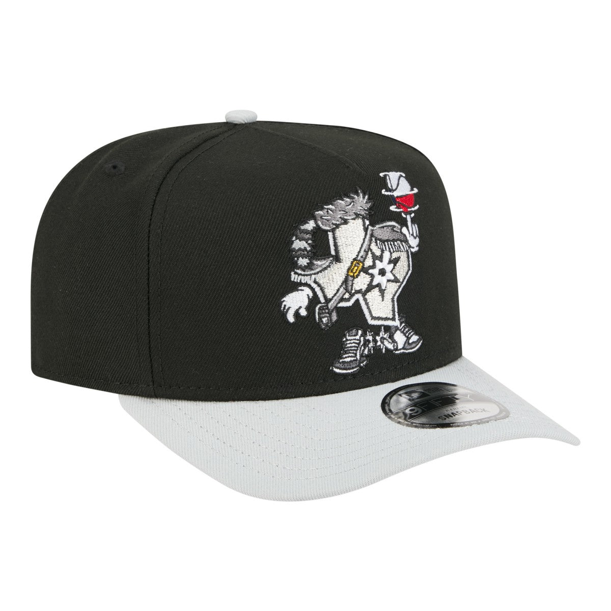 New Era San Antonio Spurs Injection Cartoon Logo A-Frame 9FIFTY Adjustable Hat Black