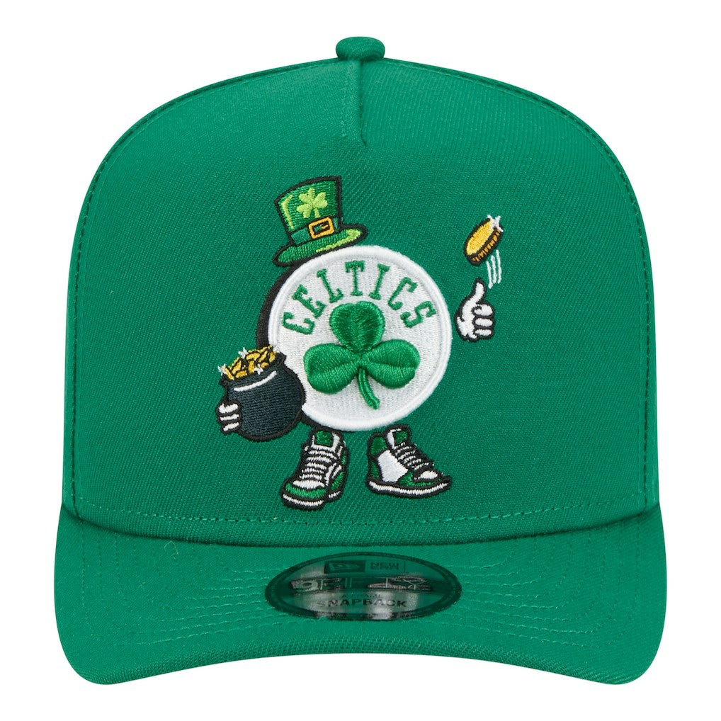 New Era Boston Celtics Injection Cartoon Logo A-Frame 9FIFTY Adjustable Hat Kelly Green