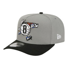 New Era Brooklyn Nets Injection Cartoon Logo A-Frame 9FIFTY Adjustable Hat Gray