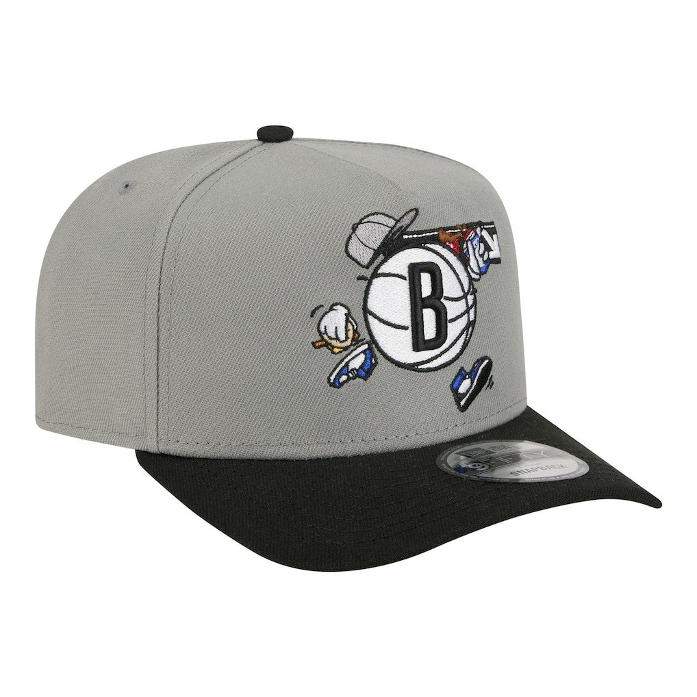 New Era Brooklyn Nets Injection Cartoon Logo A-Frame 9FIFTY Adjustable Hat Gray