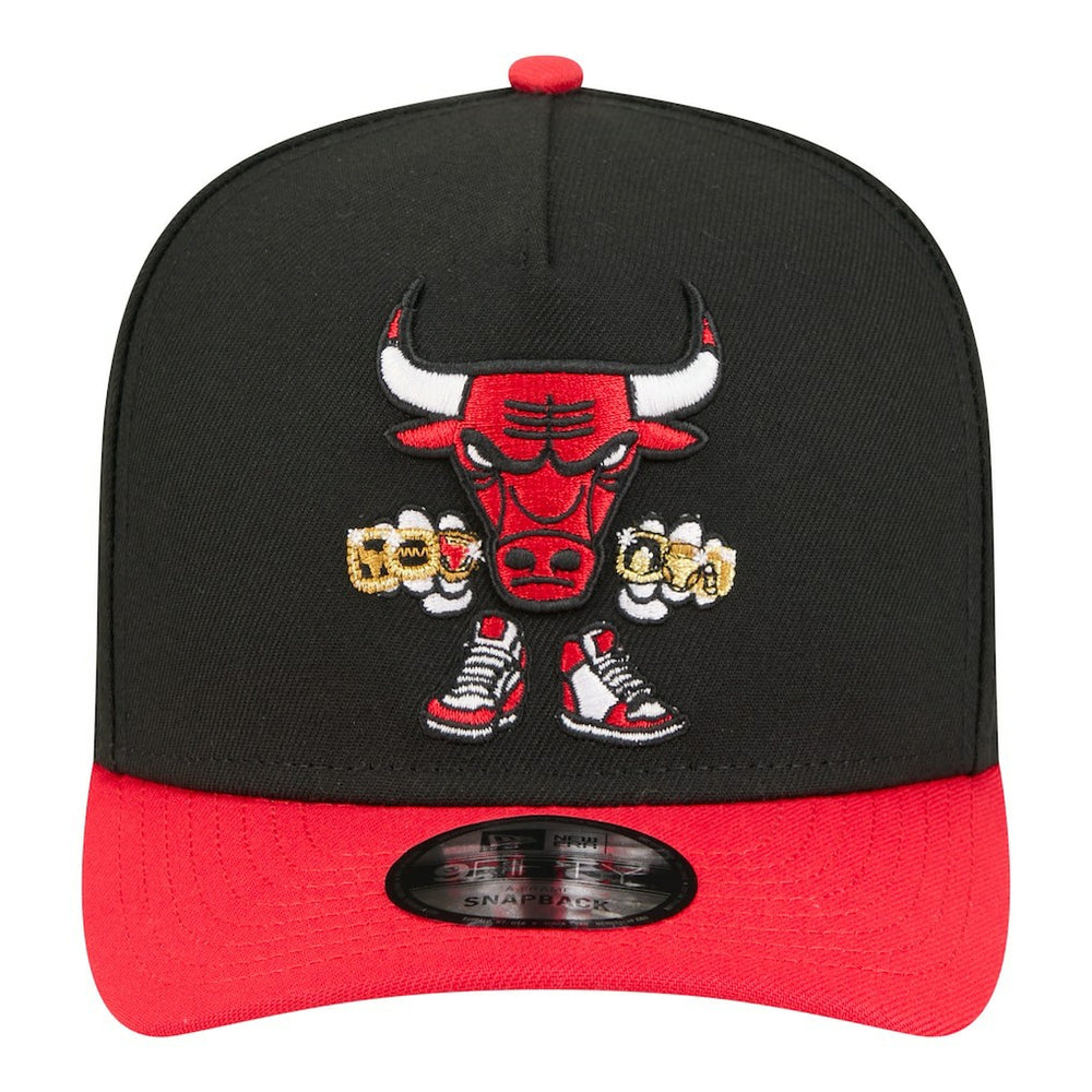 New Era Chicago Bulls Injection Cartoon Logo A-Frame 9FIFTY Adjustable Hat Black