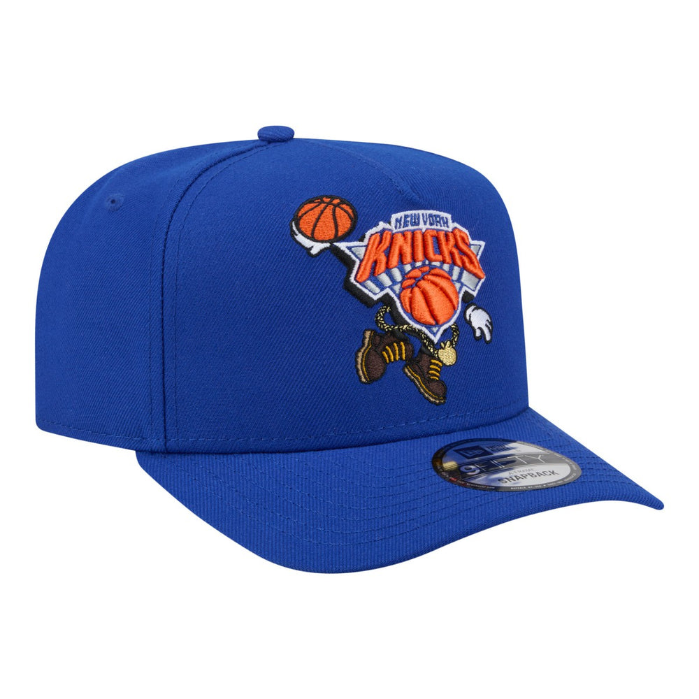 New Era New York Knicks Injection Cartoon Logo A-Frame 9FIFTY Adjustable Hat Blue