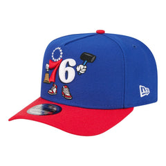 New Era Philadelphia 76ers Injection Cartoon Logo A-Frame 9FIFTY Adjustable Hat Royal