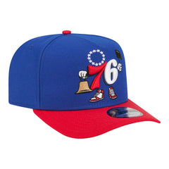 New Era Philadelphia 76ers Injection Cartoon Logo A-Frame 9FIFTY Adjustable Hat Royal