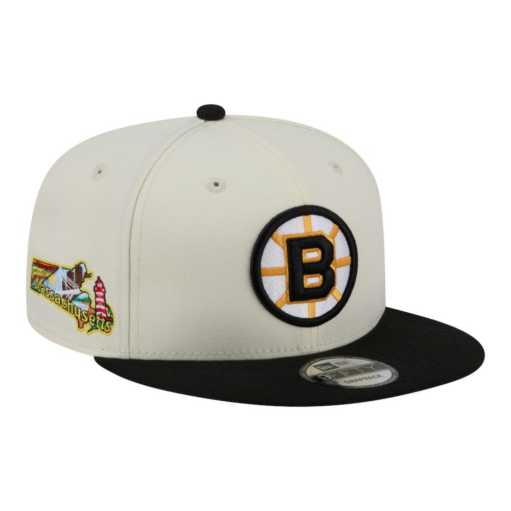 Boston Bruins New Era Injection Localized Two-Tone 9FIFTY Snapback Hat - White/Black | New Era discount
