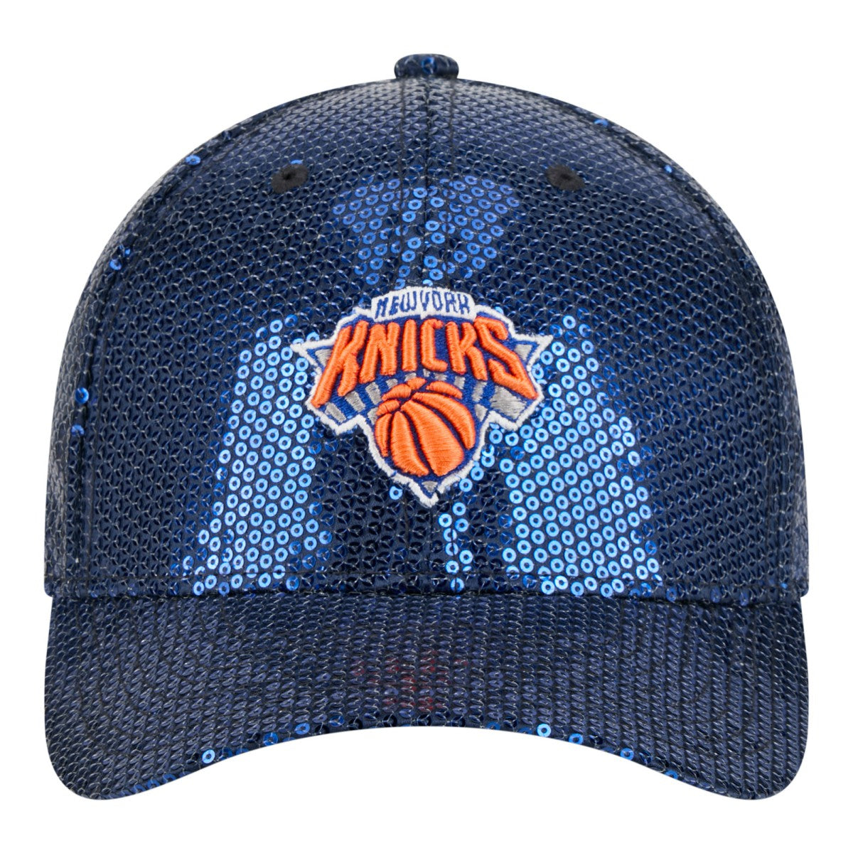 New Era New York Knicks Women's Sequin M-Crown 9FORTY Adjustable Hat Blue