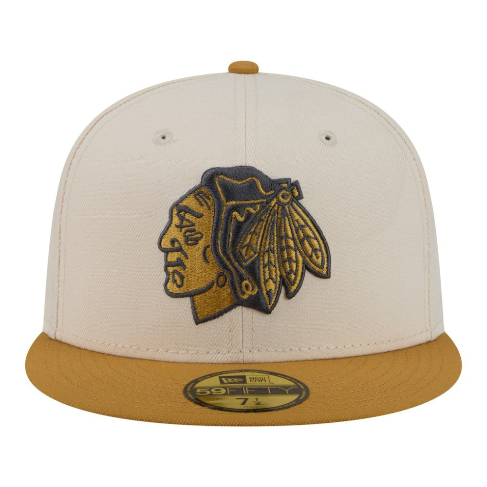 Chicago Blackhawks New Era Colorpack Two-Tone 59FIFTY Fitted Hat - Cream/Tan | New Era sale