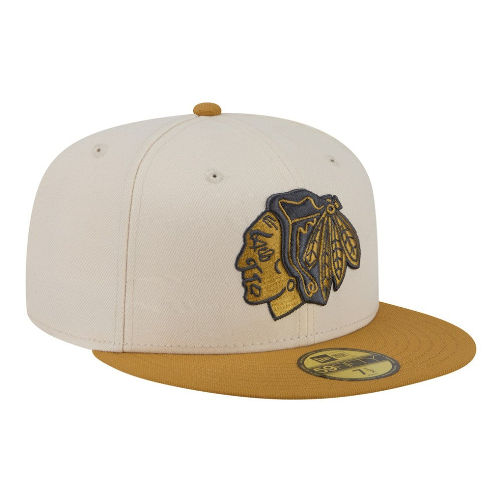 Chicago Blackhawks New Era Colorpack Two-Tone 59FIFTY Fitted Hat - Cream/Tan | New Era sale
