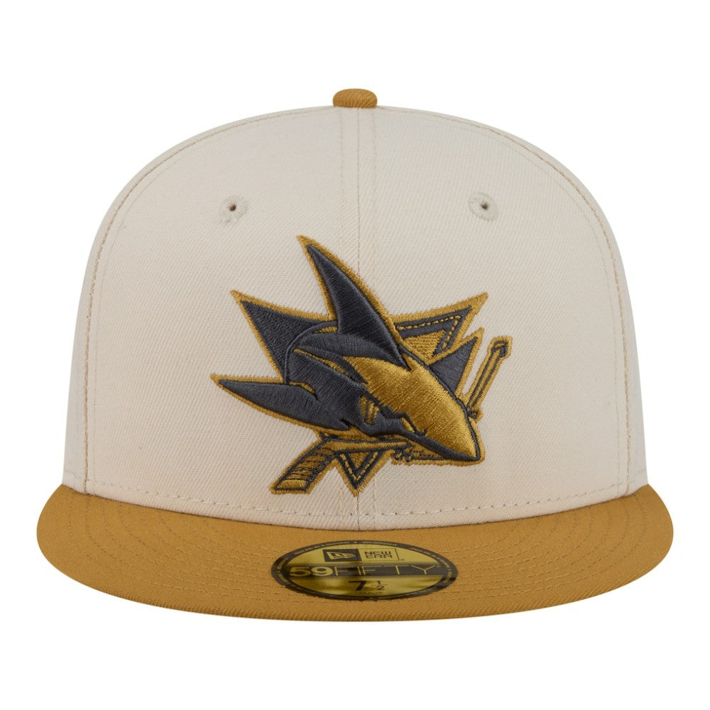 San Jose Sharks New Era Colorpack Two-Tone 59FIFTY Fitted Hat - Cream/Tan | New Era Clearance