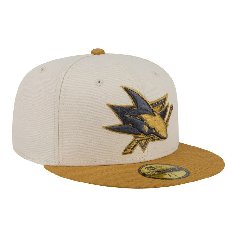 San Jose Sharks New Era Colorpack Two-Tone 59FIFTY Fitted Hat - Cream/Tan | New Era Clearance