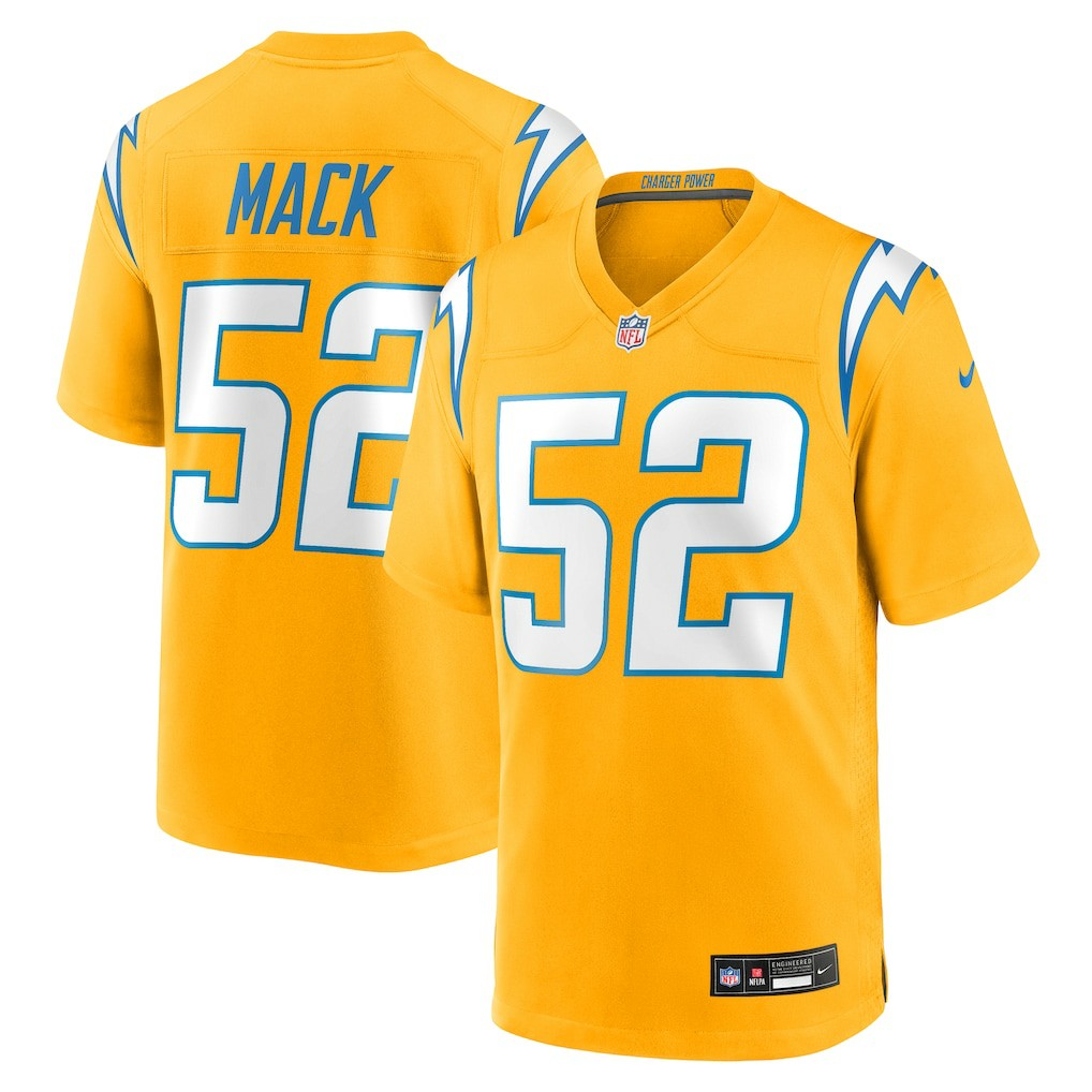 Khalil Mack Los Angeles Chargers Alternate Charger Power Game Player Jersey - Gold - Nike