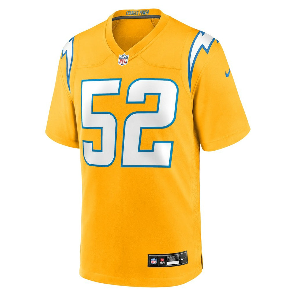 Khalil Mack Los Angeles Chargers Alternate Charger Power Game Player Jersey - Gold - Nike