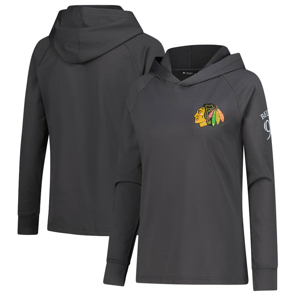 Connor Bedard Chicago Blackhawks Levelwear Women's Impression Name & Number Raglan Hoodie - Charcoal | NHL online