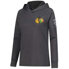 Connor Bedard Chicago Blackhawks Levelwear Women's Impression Name & Number Raglan Hoodie - Charcoal | NHL online