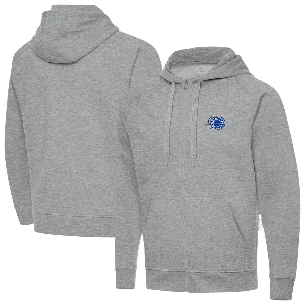 Orlando Magic Antigua New Logo Victory Full-Zip Hooded Sweatshirt Heather Gray