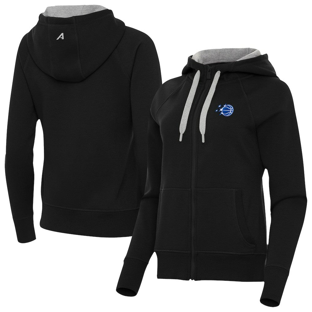 Orlando Magic Antigua Women's New Logo Victory Full-Zip Hooded Sweatshirt Black