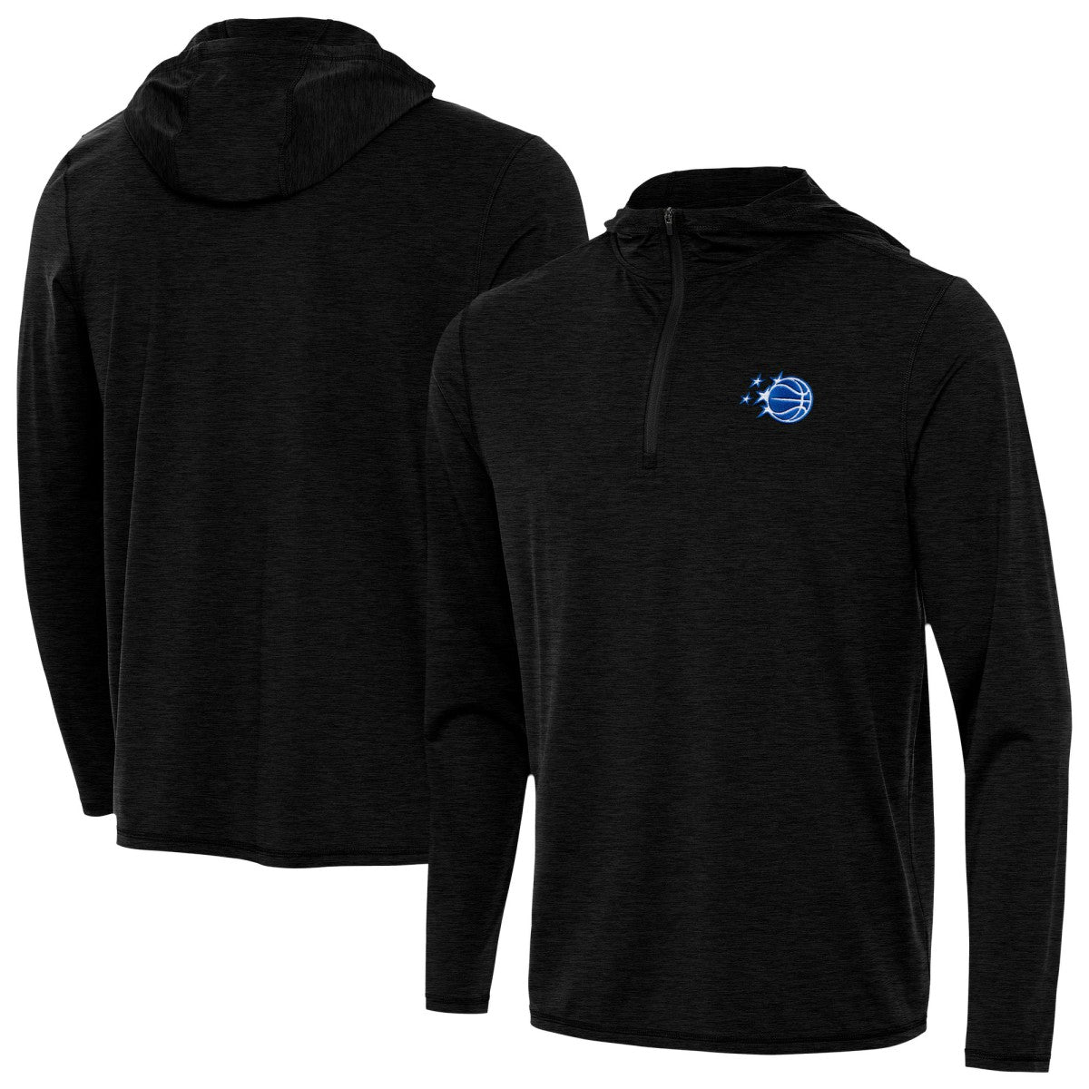 Orlando Magic Antigua New Logo Tidy Quarter-Zip Hoodie Heather Black