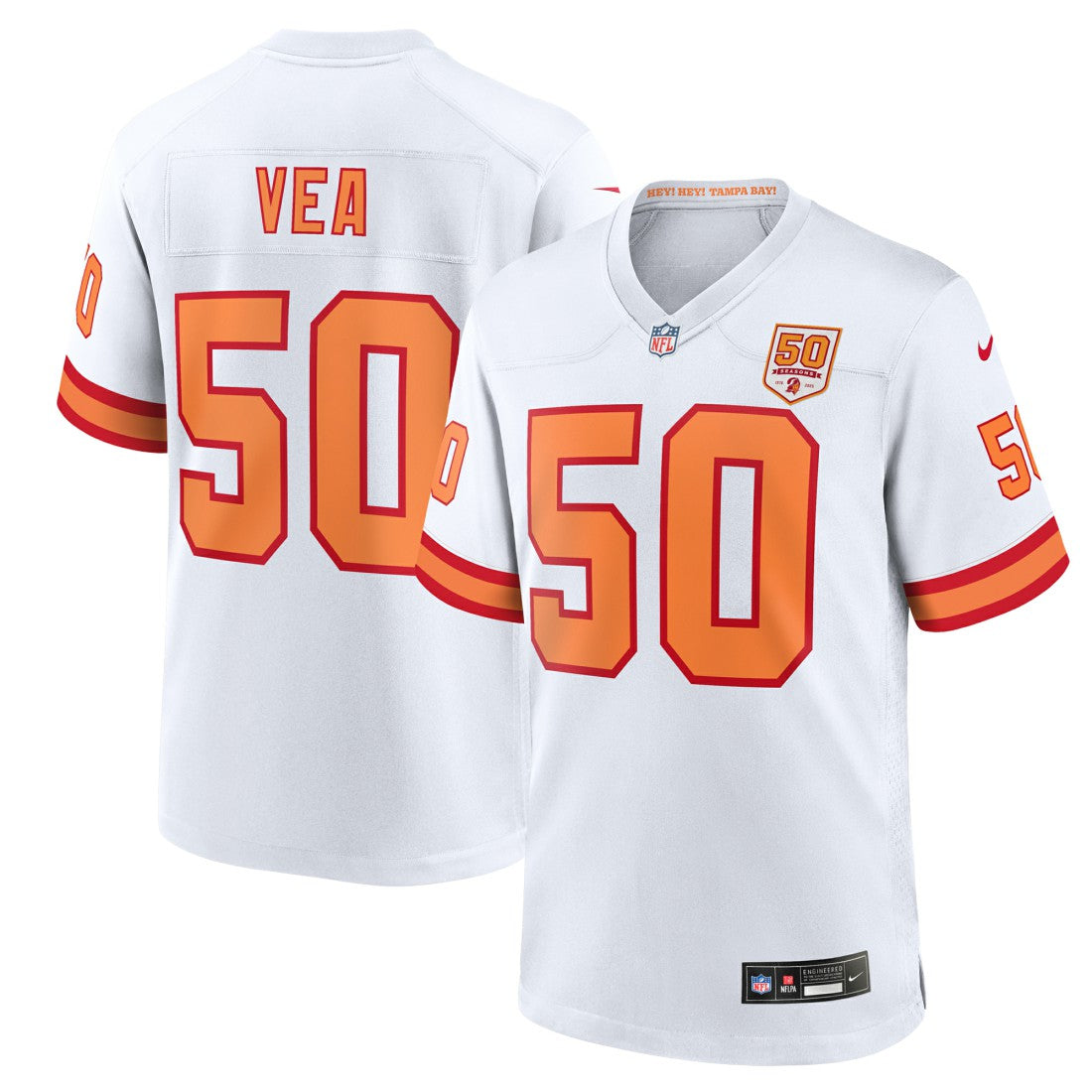 Vita Vea '76 Tampa Bay Buccaneers 50th Season Game Jersey - White - Nike