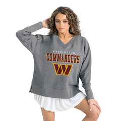 Washington Commanders Gameday Couture Women's French Terry V-Neck Pullover Sweatshirt - Gray - NFL