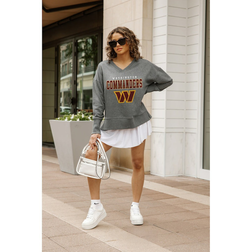 Washington Commanders Gameday Couture Women's French Terry V-Neck Pullover Sweatshirt - Gray - NFL